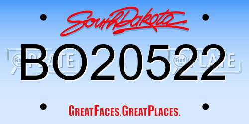 BO20522 South Dakota License Plate