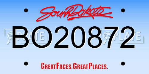 BO20872 South Dakota License Plate