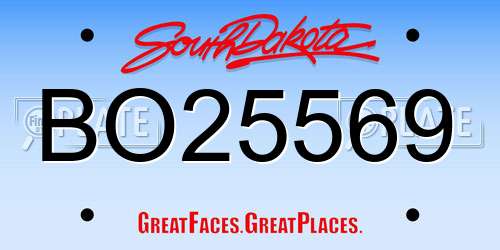 BO25569 South Dakota License Plate
