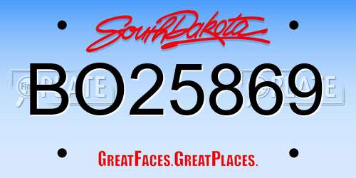 BO25869 South Dakota License Plate