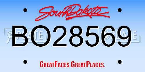 BO28569 South Dakota License Plate