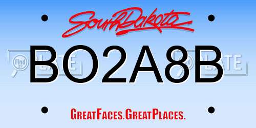 BO2A8B South Dakota License Plate