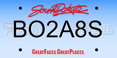 BO2A8S South Dakota License Plate