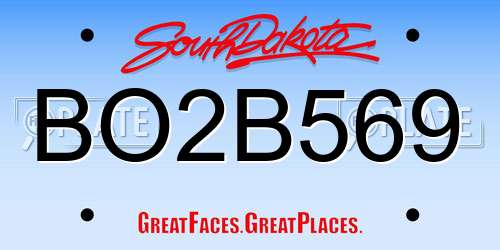 BO2B569 South Dakota License Plate