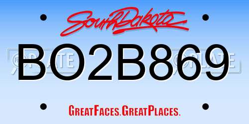 BO2B869 South Dakota License Plate