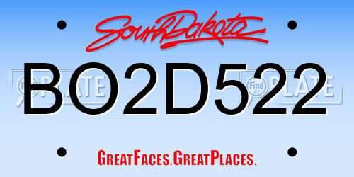 BO2D522 South Dakota License Plate