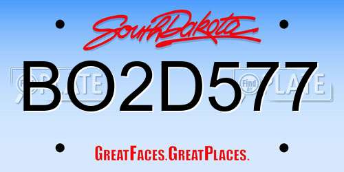 BO2D577 South Dakota License Plate
