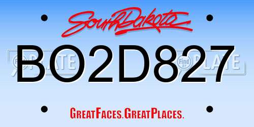 BO2D827 South Dakota License Plate