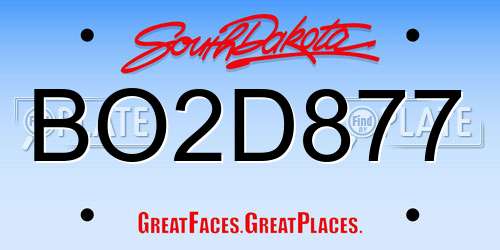 BO2D877 South Dakota License Plate