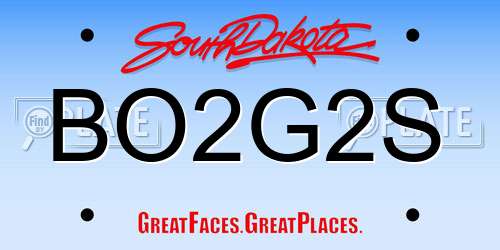 BO2G2S South Dakota License Plate