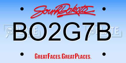 BO2G7B South Dakota License Plate