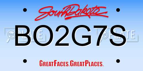 BO2G7S South Dakota License Plate