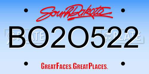 BO2O522 South Dakota License Plate