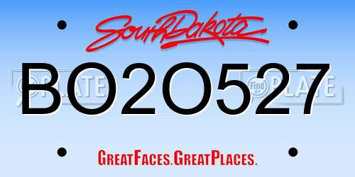 BO2O527 South Dakota License Plate