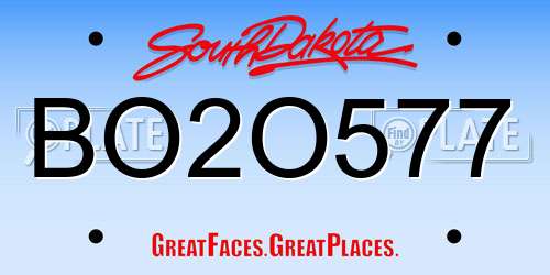 BO2O577 South Dakota License Plate