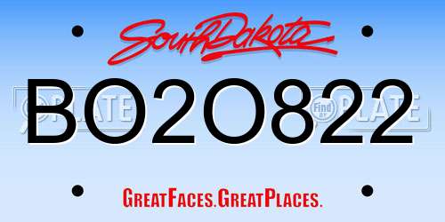 BO2O822 South Dakota License Plate