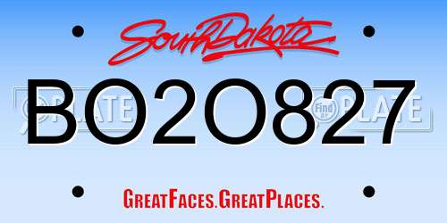 BO2O827 South Dakota License Plate