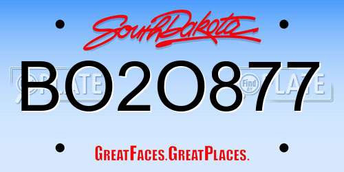 BO2O877 South Dakota License Plate