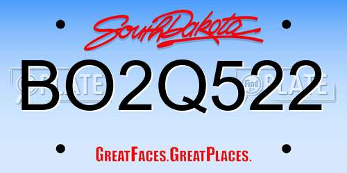 BO2Q522 South Dakota License Plate