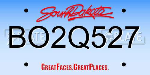 BO2Q527 South Dakota License Plate