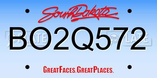 BO2Q572 South Dakota License Plate