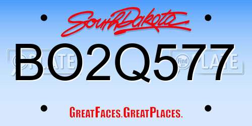 BO2Q577 South Dakota License Plate