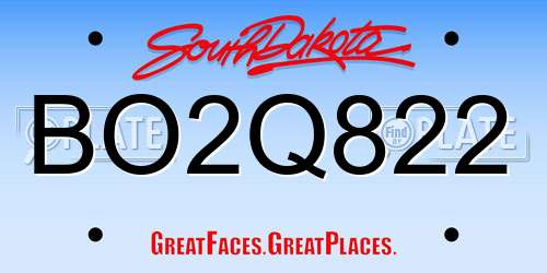 BO2Q822 South Dakota License Plate