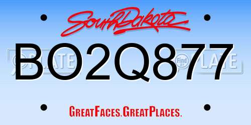 BO2Q877 South Dakota License Plate