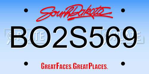 BO2S569 South Dakota License Plate