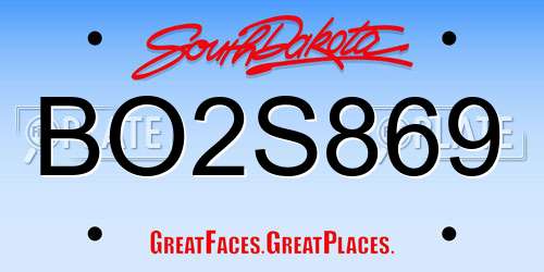 BO2S869 South Dakota License Plate