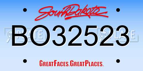 BO32523 South Dakota License Plate