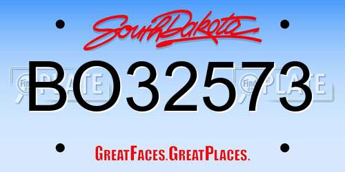 BO32573 South Dakota License Plate