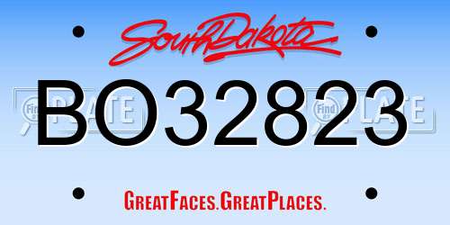 BO32823 South Dakota License Plate