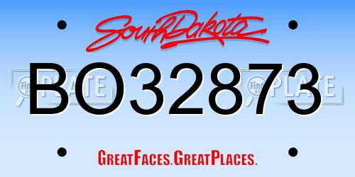 BO32873 South Dakota License Plate