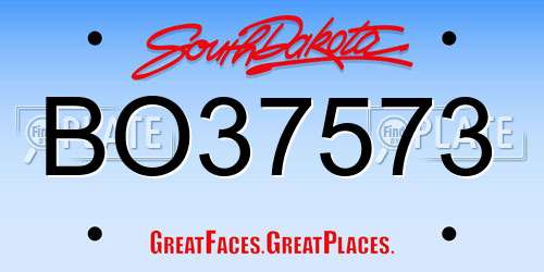 BO37573 South Dakota License Plate