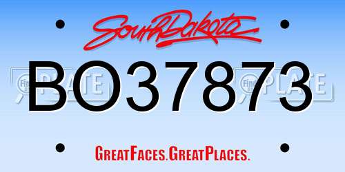 BO37873 South Dakota License Plate