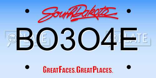 BO3O4E South Dakota License Plate