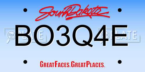 BO3Q4E South Dakota License Plate