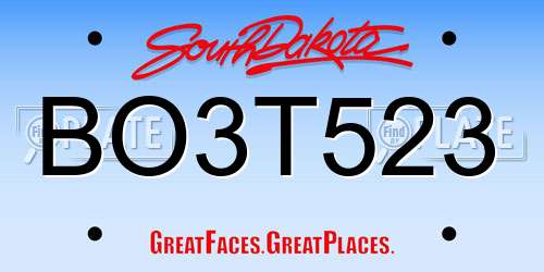 BO3T523 South Dakota License Plate