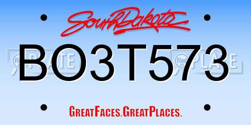 BO3T573 South Dakota License Plate