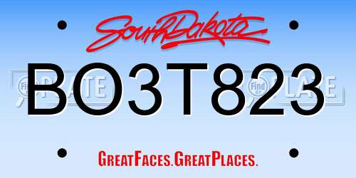 BO3T823 South Dakota License Plate