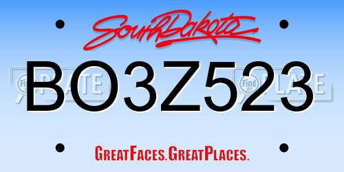 BO3Z523 South Dakota License Plate