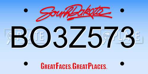 BO3Z573 South Dakota License Plate