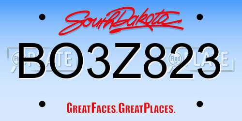 BO3Z823 South Dakota License Plate