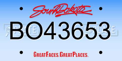 BO43653 South Dakota License Plate