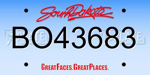 BO43683 South Dakota License Plate