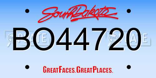 BO44720 South Dakota License Plate