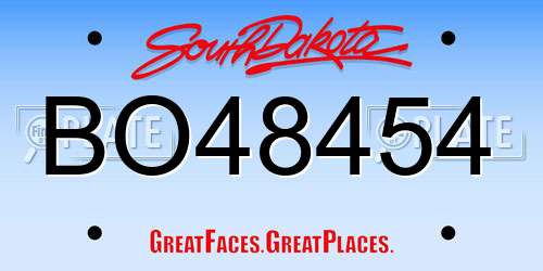 BO48454 South Dakota License Plate