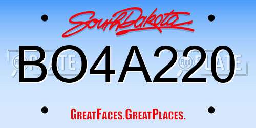 BO4A220 South Dakota License Plate