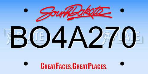 BO4A270 South Dakota License Plate